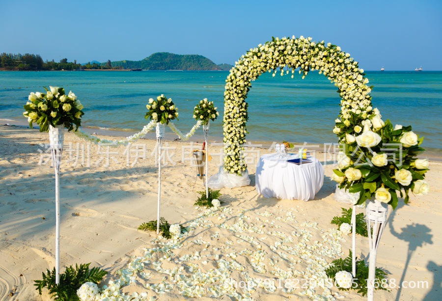 沙滩花环场景外贸跨境写真材质热卖摄影背景布影楼道具批发