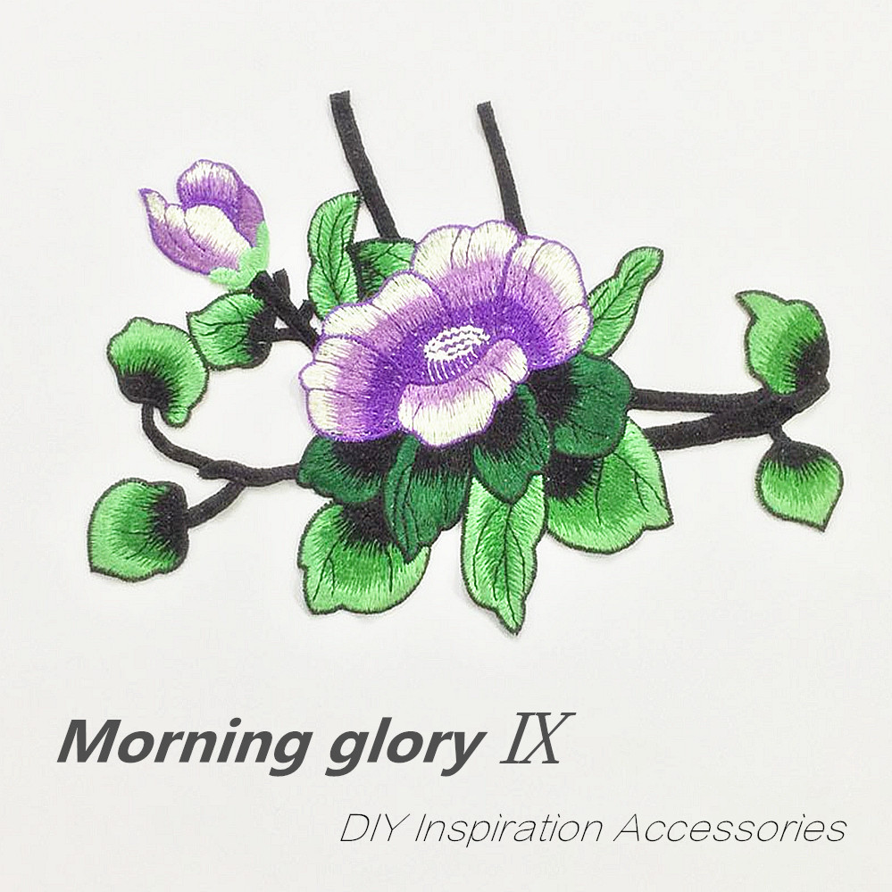 精致水溶睡莲刺绣布贴 高端民族风刺绣辅料 旗袍装饰绣花厂家直销