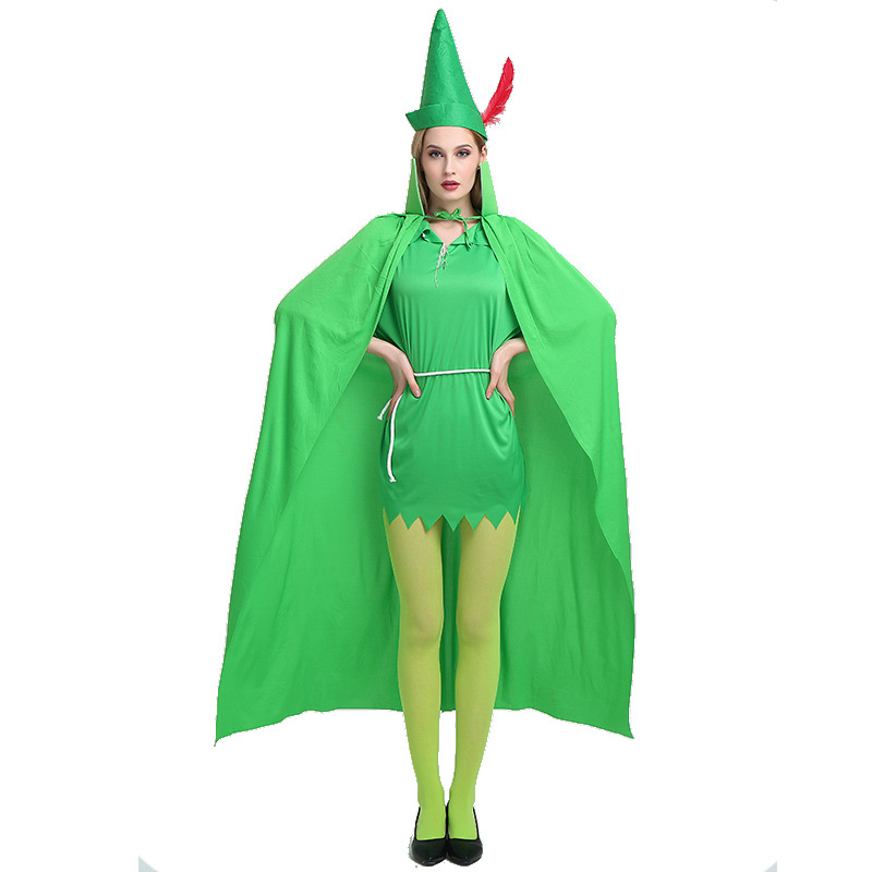 万圣节披风 圣诞节服装 cos绿色精灵披风 巫师巫婆公主披风斗篷
