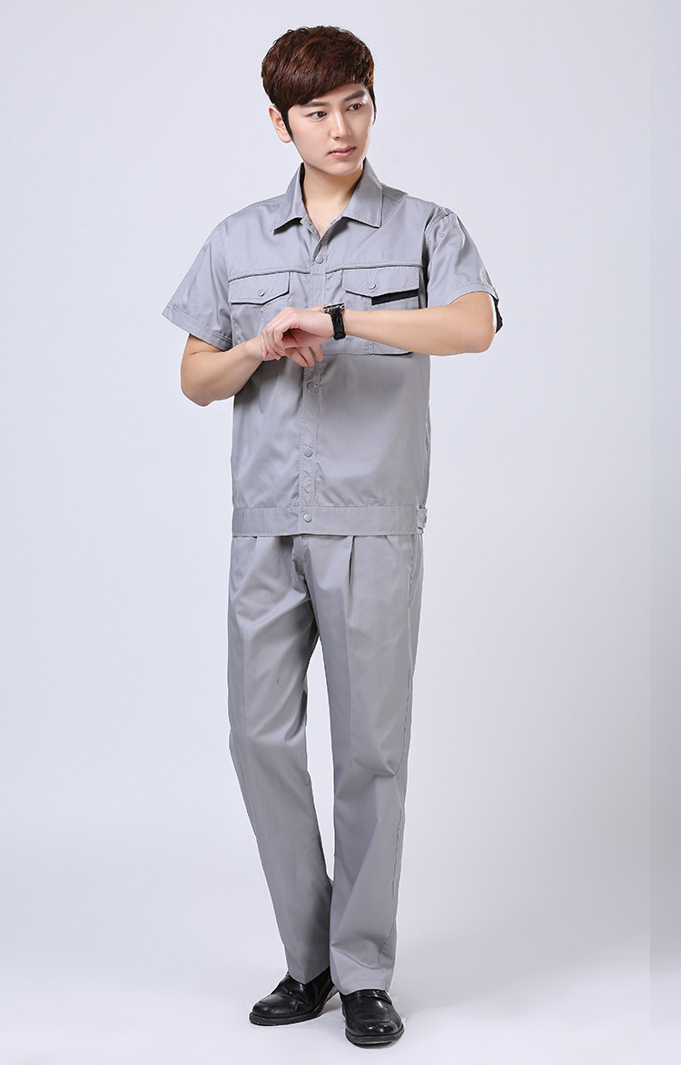 夏季短袖工作服套装薄款吸汗透气工厂车间半袖劳保工程服工装包邮