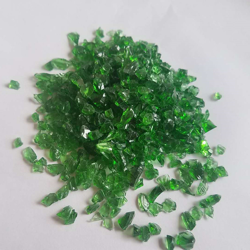 绿色玻璃砂 厂家直供装饰用玻璃颗粒水磨石制造原料 浅绿玻璃砂