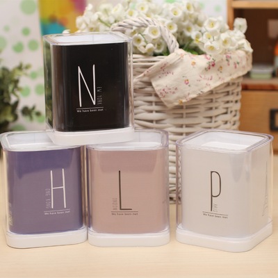 偶像文具批发 新元素多功能笔筒 圆形简约时尚学习用品方形笔筒