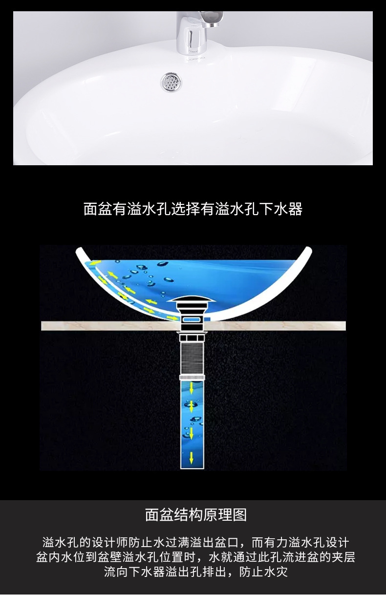 维美艺佳 面盆弹跳下水器 不锈钢带溢水孔洗脸盆弹跳去水器