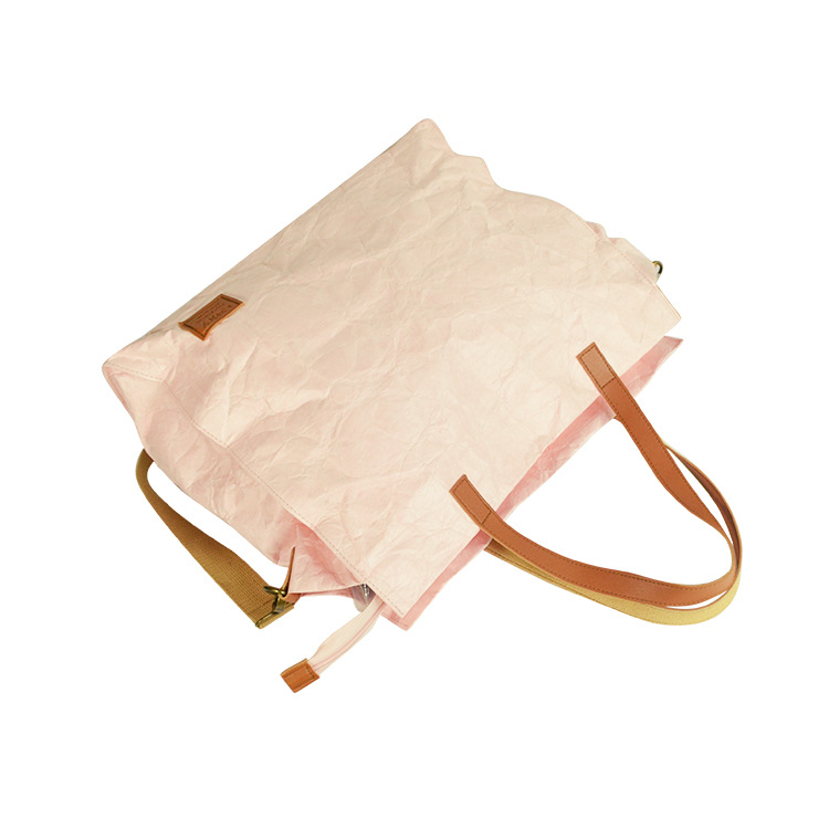 定制2020tyvek杜邦纸时尚手提袋 复古拼接pu托特包男单肩斜跨背包