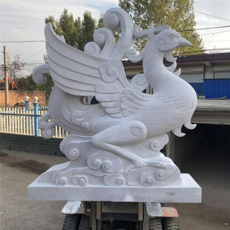 石雕四大神兽朱雀雕塑汉白玉青龙白虎朱雀玄武风水摆件