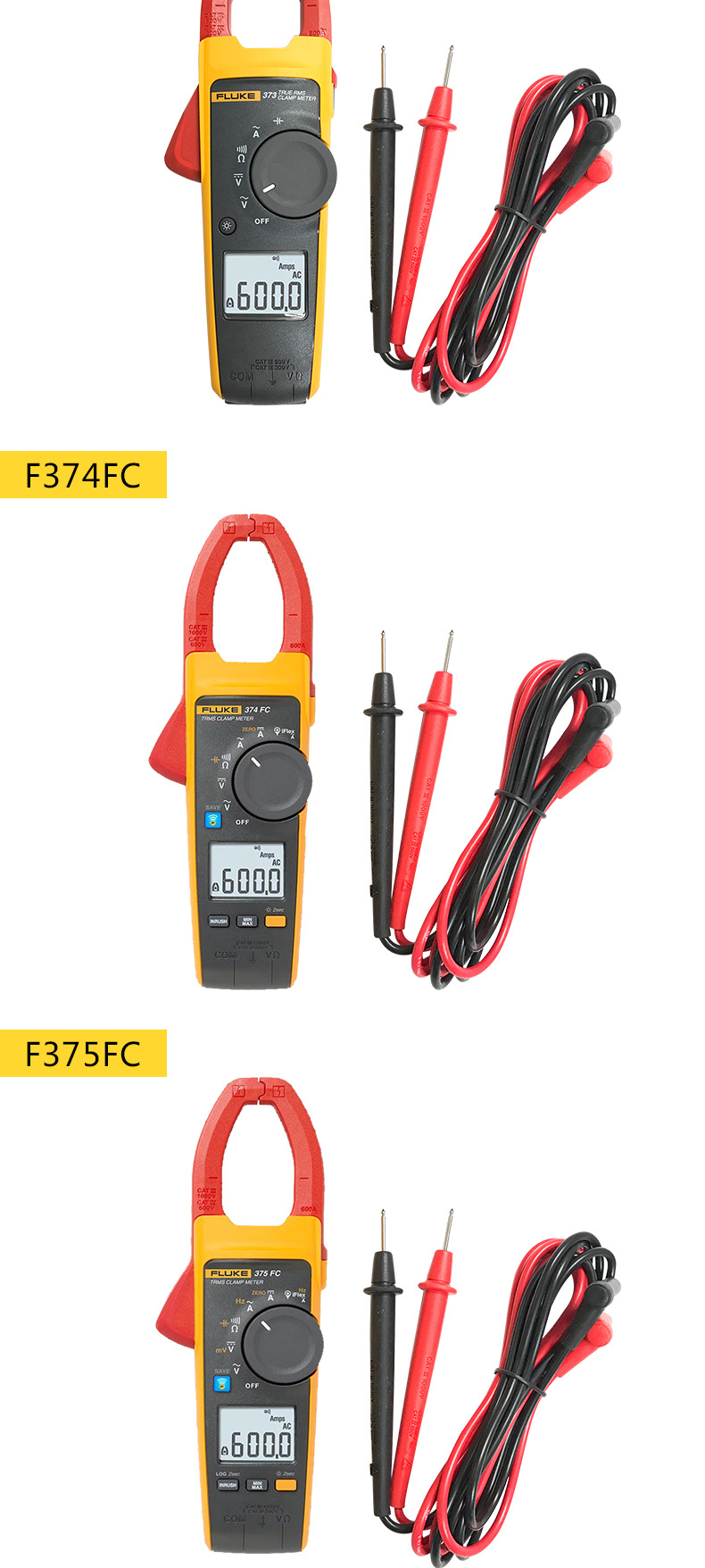 授权代理福禄克钳形万用表fluke373 374 375f376fc交直电流钳形表