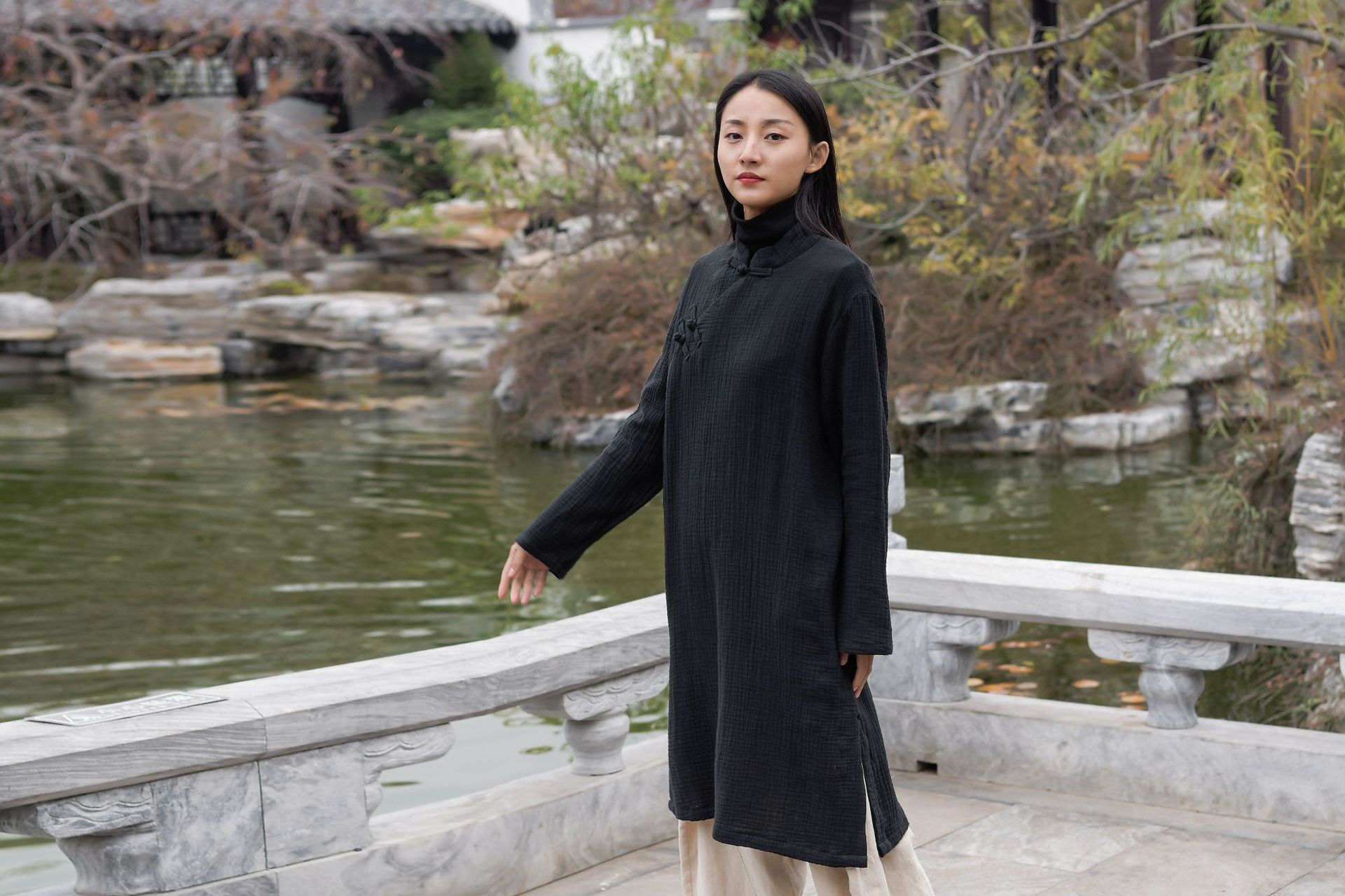 新款中长棉麻手工盘扣长袍民国风旗袍文艺连衣裙女装中式斜襟纯棉