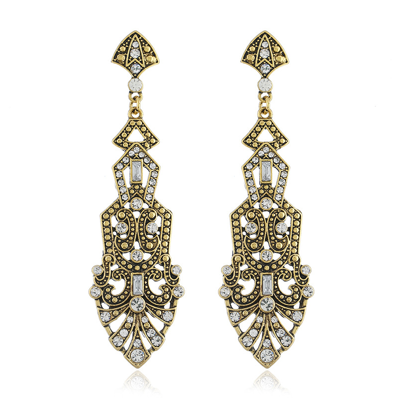 New Europe and America Cross Border Earrings High-End Rhinestone-Encrusted Earrings for Women Exaggerated and Personalized Long Water Drop Ear Studs Earrings in Stock