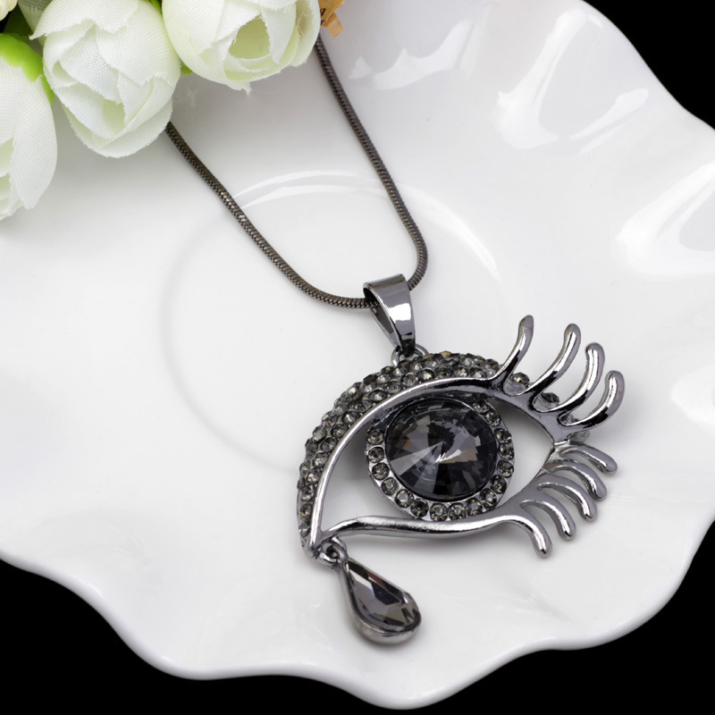 日韩天使之泪镶钻水晶时尚项链 韩版眼睛毛衣链长款项链批发-阿里巴巴