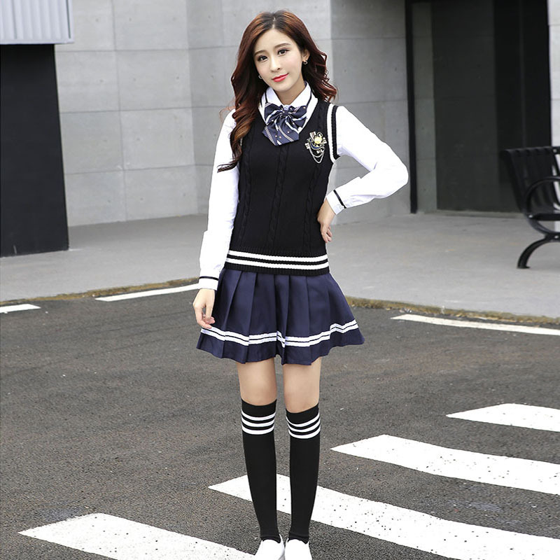 秋季初中小学生英伦校服套装学院风韩国班服运动会毕业照校园制服