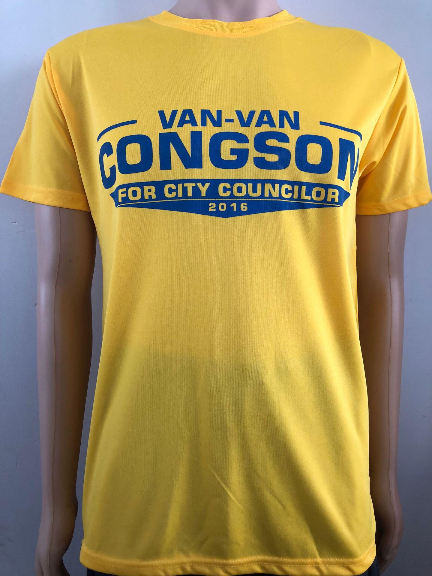 120g黄色全涤t恤衫前后两色简单丝印cheaptshirts定做