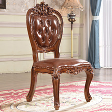 厂家直销欧式全实木真牛皮餐椅头层牛皮椅子整装结实耐用