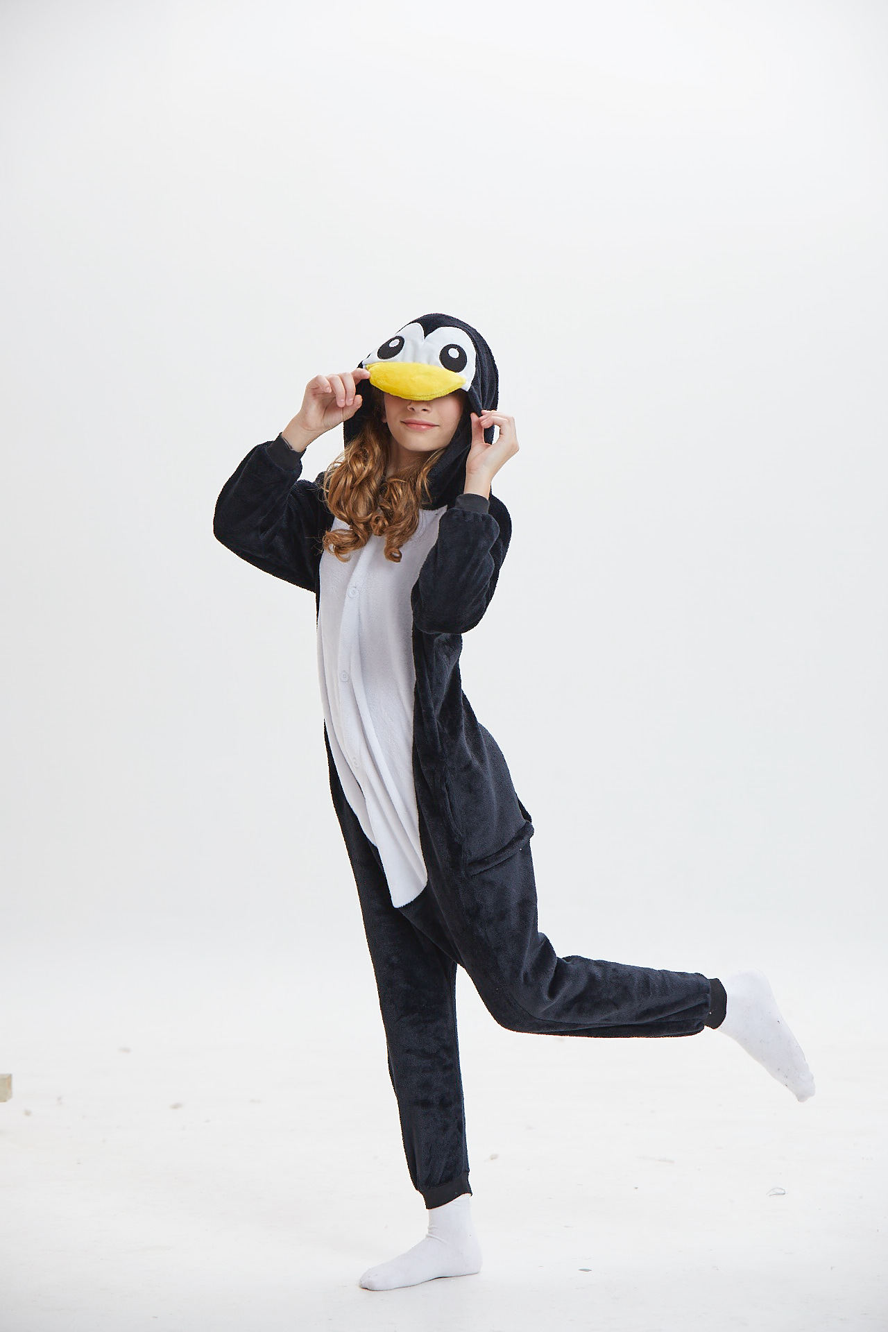 冬季法兰绒儿童企鹅卡通动物连体睡衣演出服装cosplay服kigurumi