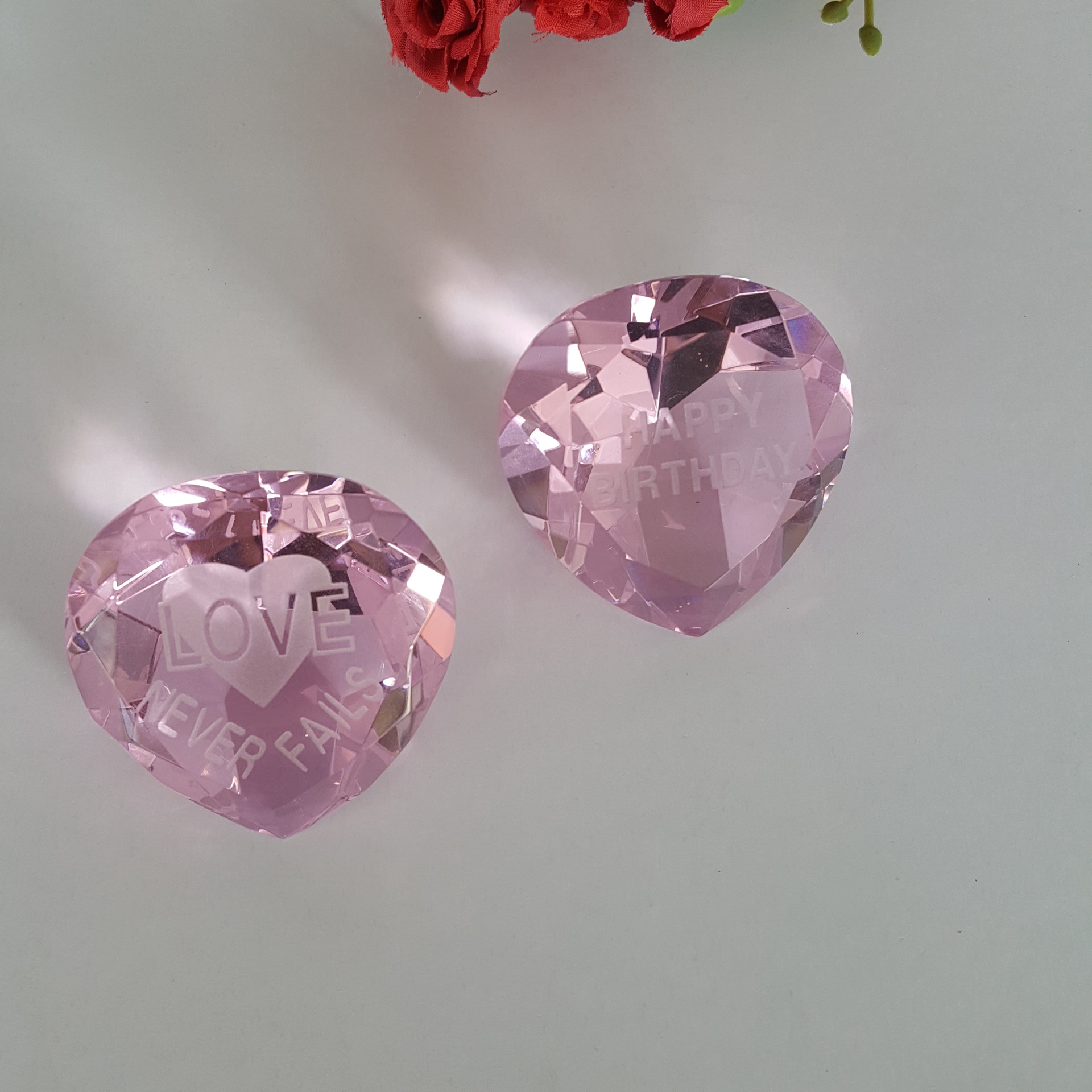 8cm水晶心形心钻婚庆礼品摆件可刻字内雕厂家批发