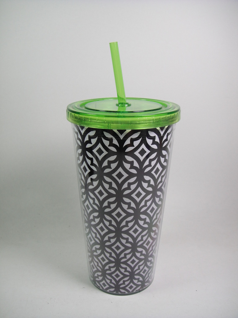 厂家生产批发2018 新款 创意 3d图案 双层塑料吸管杯礼品杯定制