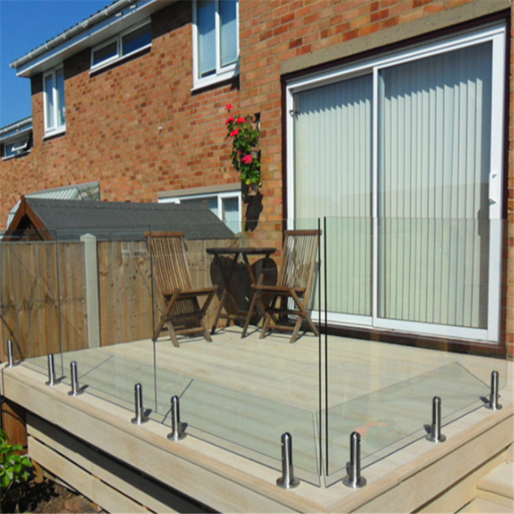 出口室外走廊玻璃防护栏不锈钢336拉丝圆形玻璃夹栏杆