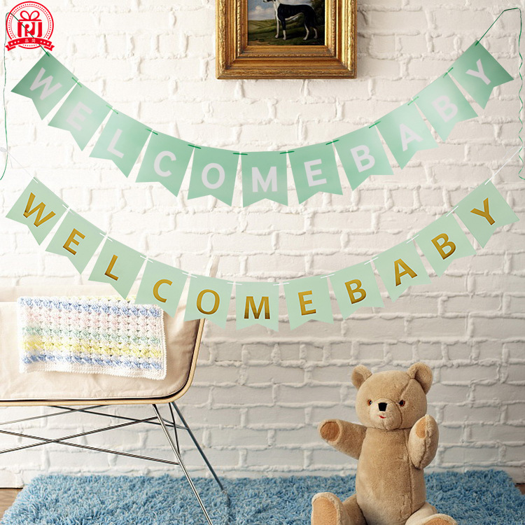 New Hanging Flag Welcome Baby Welcome Kidspal Pairs Decorative Hanging Flag Fishtail Paper Letters Hanging Flags Banner