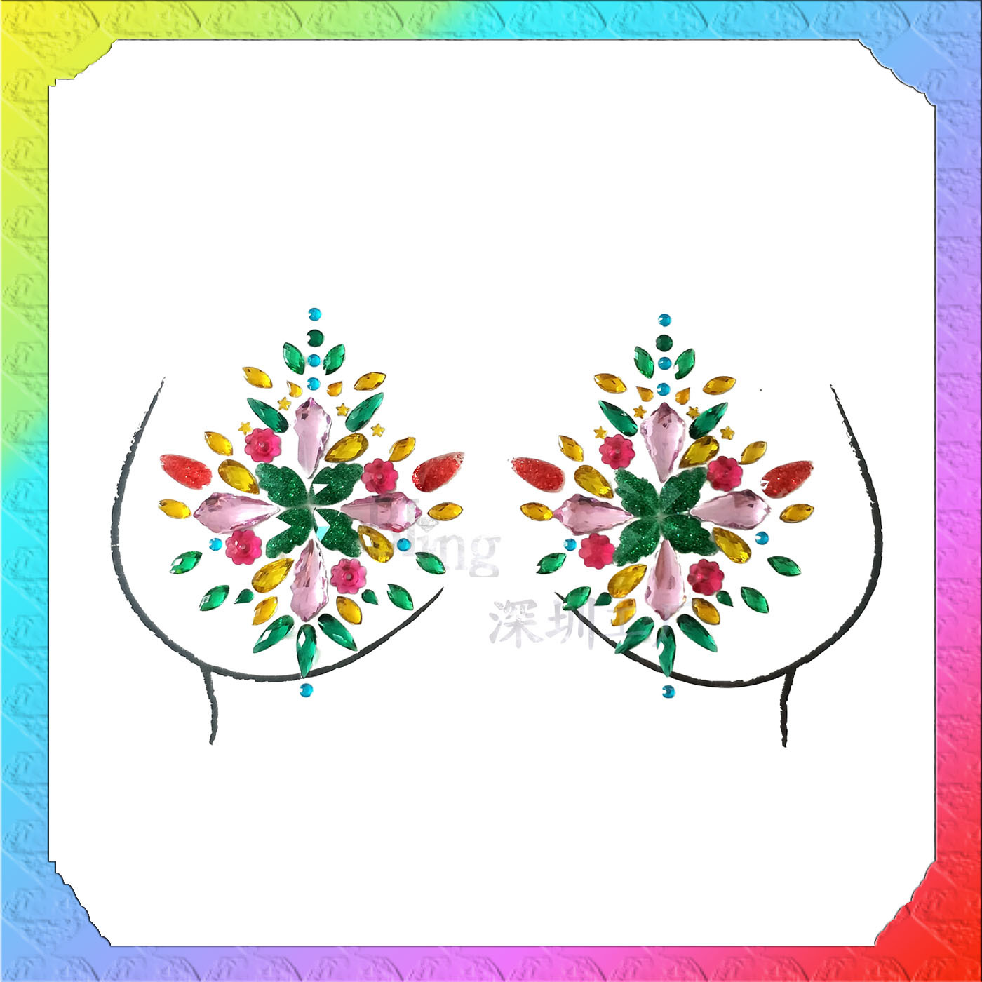 厂家 直销胸部亚克力钻贴 水晶胸贴钻乳贴钻纹身贴 新款