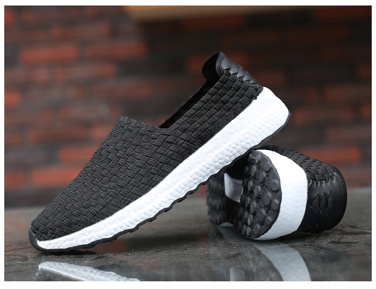 跨镜专供夏季透气老少皆宜中老年健步运动休闲鞋纯手工编织男鞋