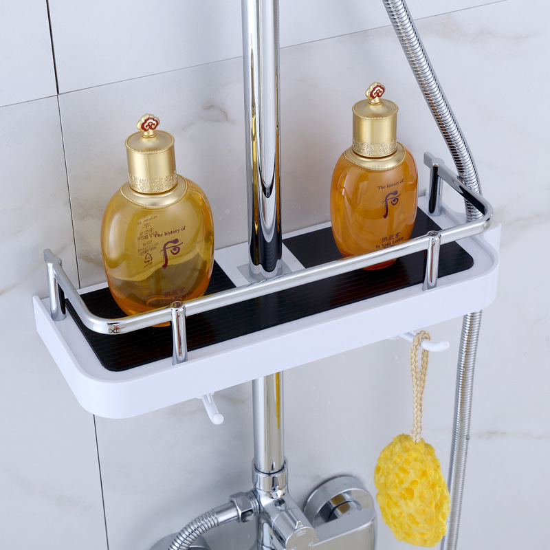 直扣式免打孔花洒支架卫生间淋浴花洒套装置物架可拆洗升降杆托盘