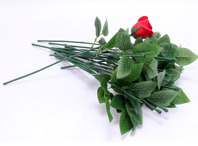 单支玫瑰花杆zi带叶香皂花专用插花杆仿真花枝假花枝倒刺插花杆