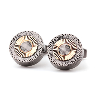 圆形批花工艺男士袖扣 高端法式衬衫商务宴会袖口 袖钉 93009