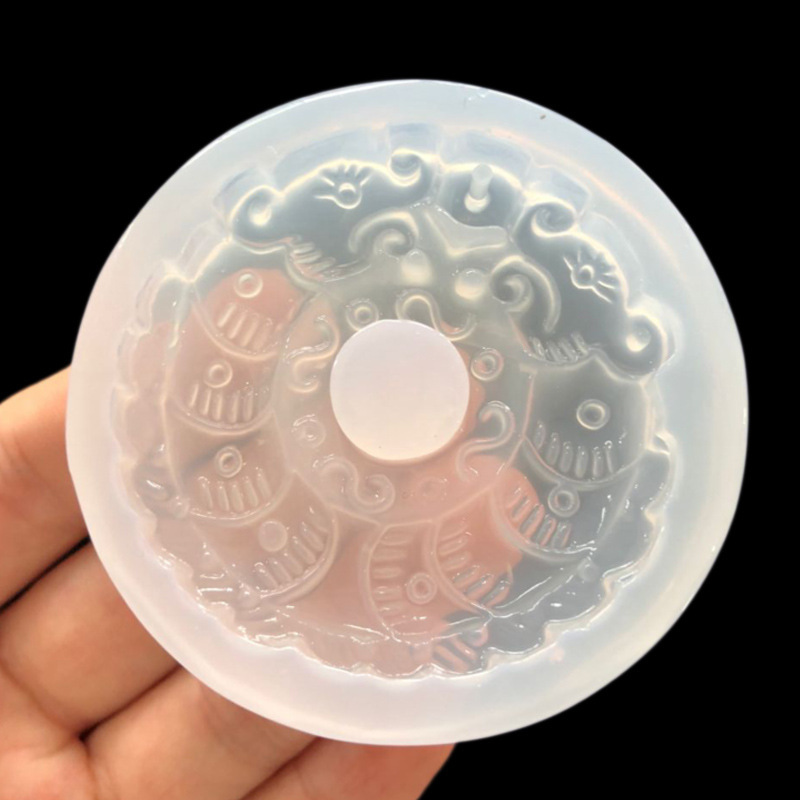 diy水晶滴胶模具玉佩吊坠模带孔龙凤祥龙吊坠仿真玉佩硅胶模具