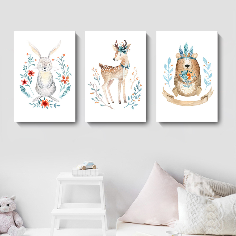 批发现代简约客厅装饰 小清新可爱动物儿童房挂画