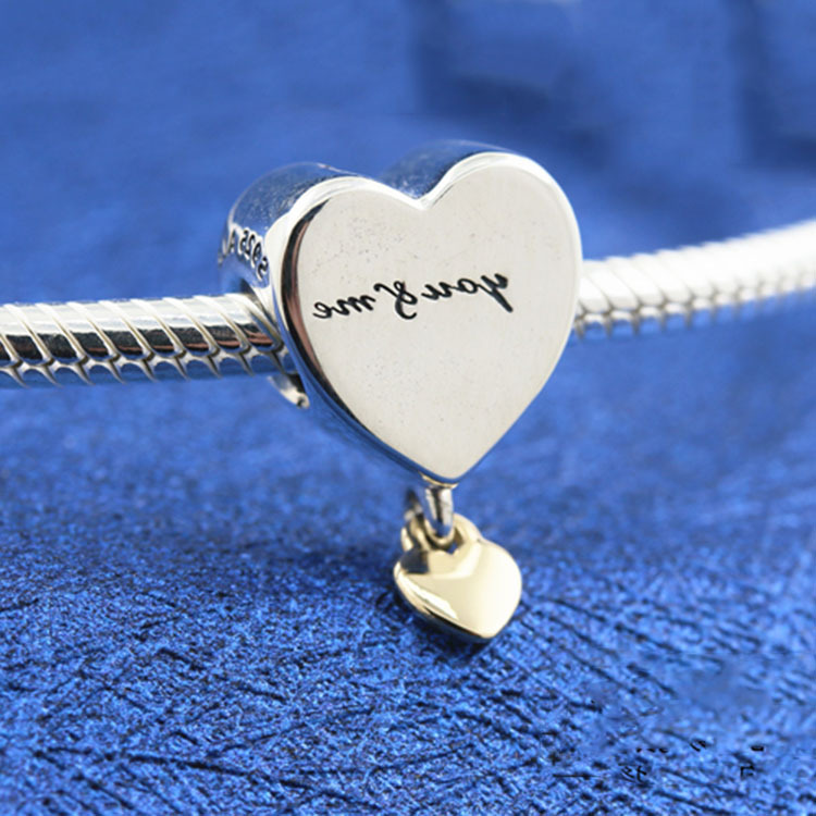 两心相依s925银串饰创意手链爱心形纯银串珠子饰品七夕情人节礼物