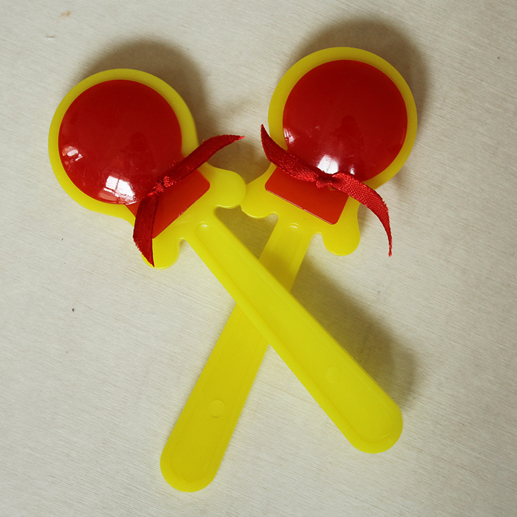 厂家供应 塑料响板 奥尔夫打击乐器 长柄响板 幼婴儿教具乐器玩具