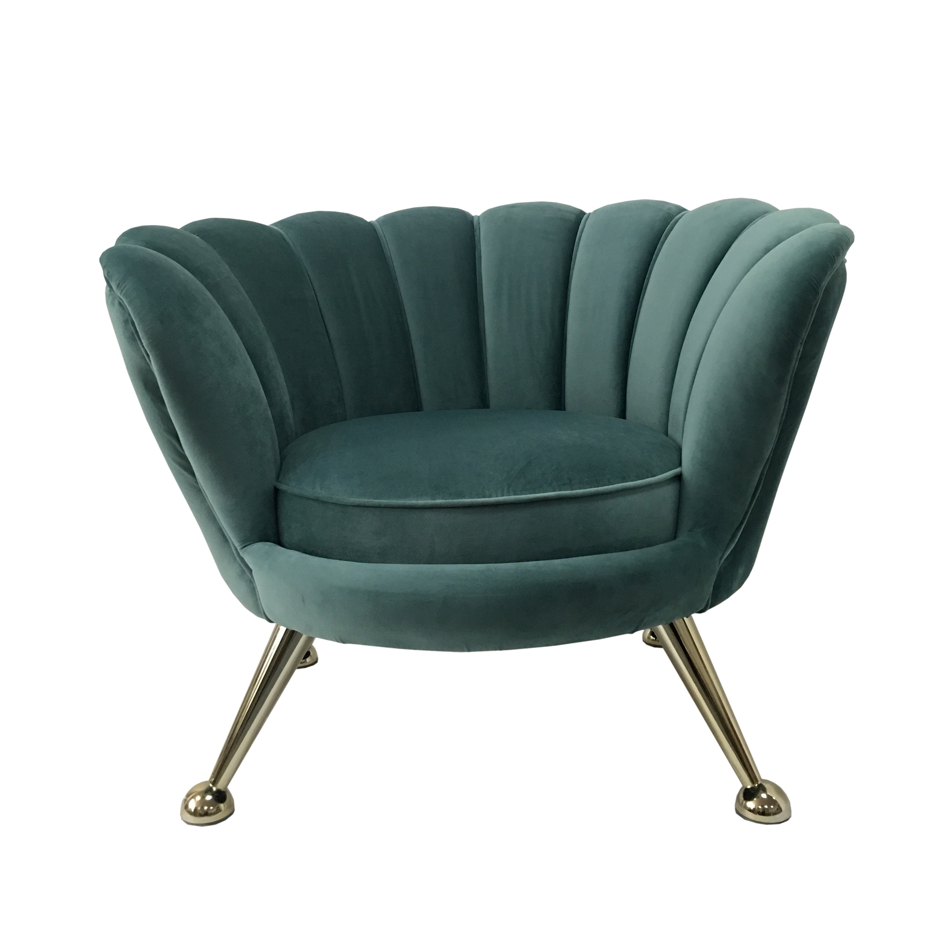 休闲椅北欧设计师椅简约现代创意贝壳椅圆形沙发椅金色绒布可定制