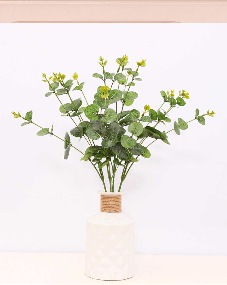 仿真尤加利叶仿真花束绢花绿色植物金钱叶铜钱桉树叶插花配叶配草