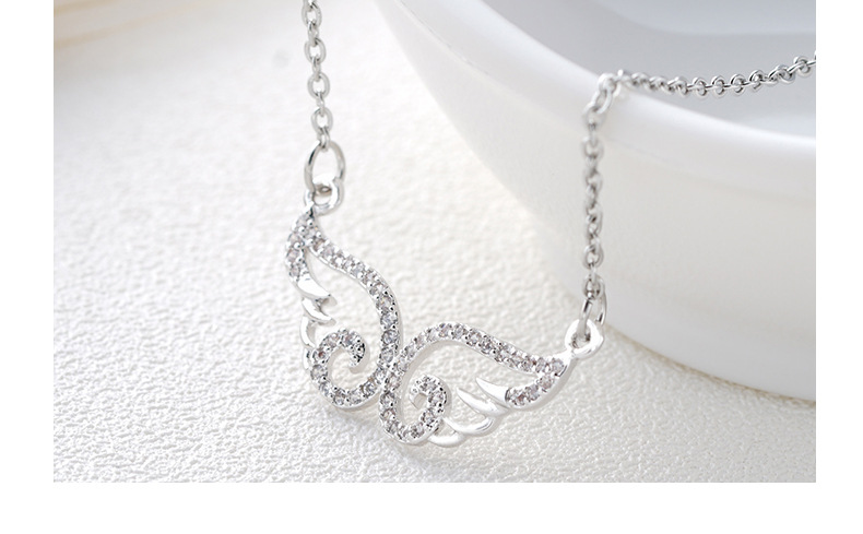 越南沙金微镶锆石天使的翅膀项链 电白金女士羽翼项链 铜镀金饰品