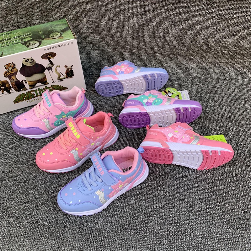 2019春款 快乐功夫熊女童鞋超纤童鞋,运动休闲鞋