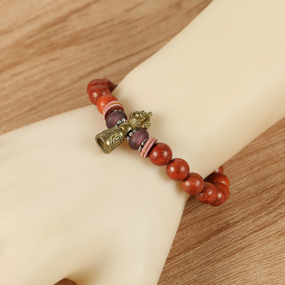 速卖通wish热卖檀木佛塔金刚铃六字箴言手串 男女通用