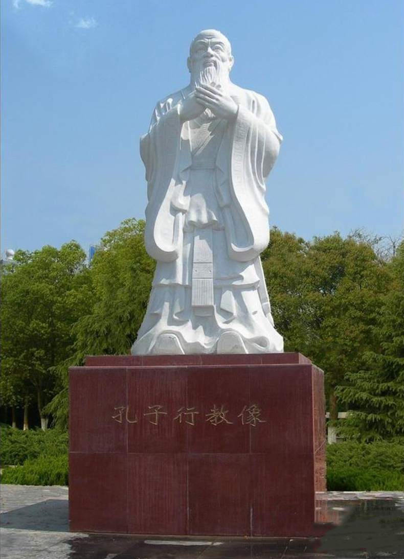 校园孔子像 精品汉白玉孔子行教像 天然大理石手工雕刻工厂直销