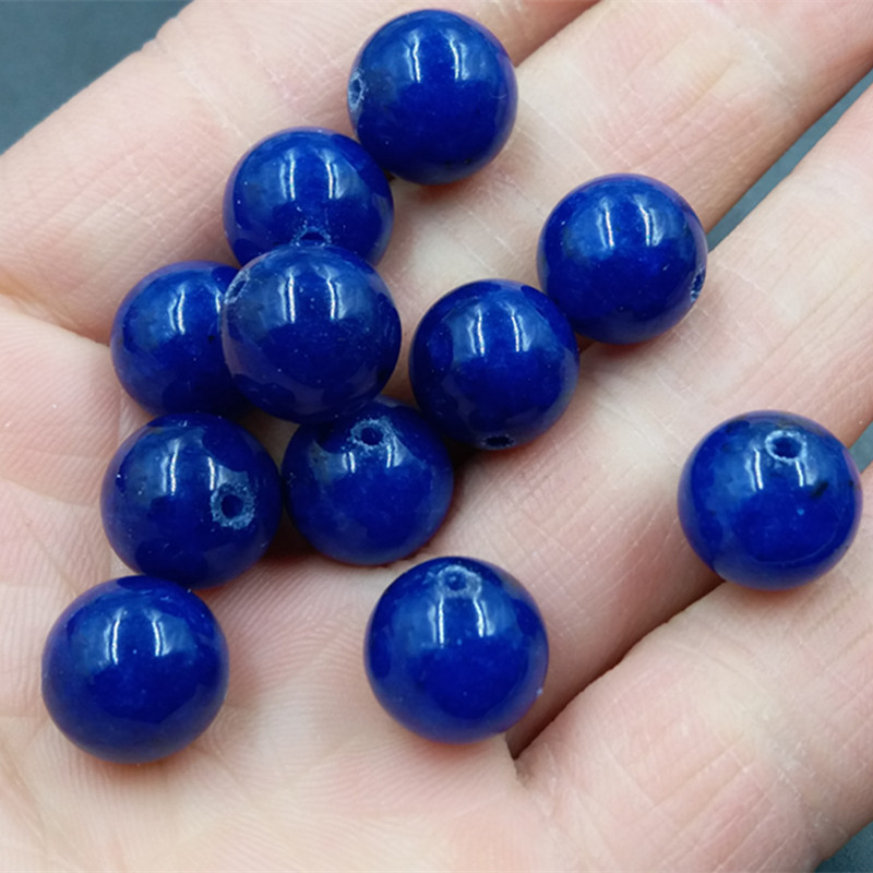 万玉批发 蓝色玉珠子批发 仿青金石圆珠散珠