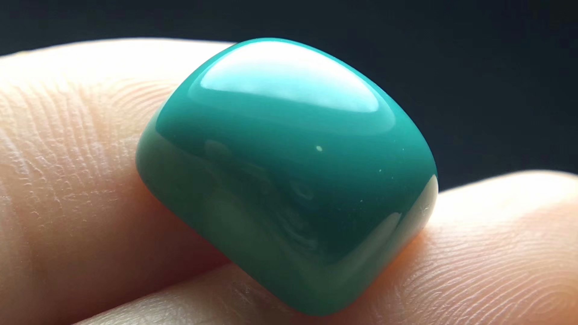 湖北原矿三无丫角山玉化果冻料绿松石精品方形戒面 产地货源直销