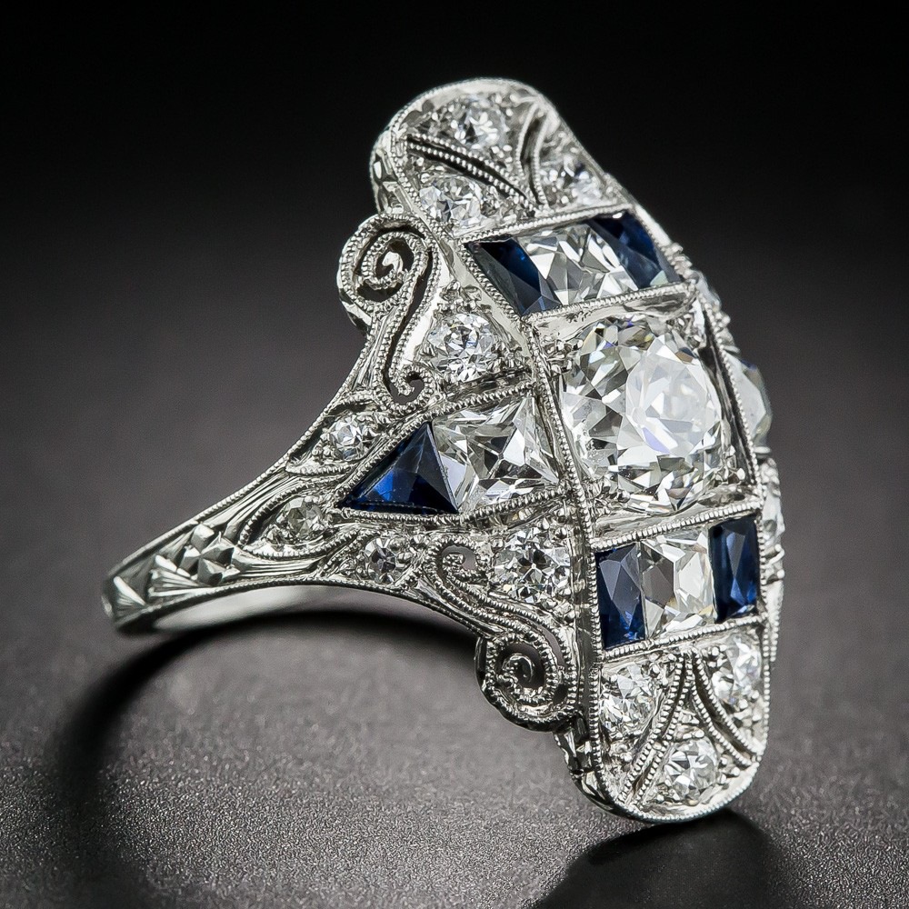 臻荣欧美跨境货源夸张宫廷奢华托帕石蓝宝石戒指 花纹镂空手饰品