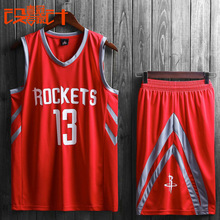 火箭队13号篮球服套装哈登比赛训练球衣出场表演团队球衣一件带发