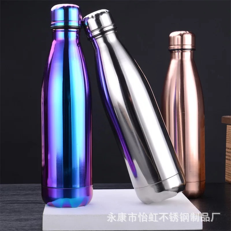 304 Stainless Steel Vacuum Cup Electroplating Coke Bottle Sports Cup Customizable Logo Gift Cup Wholesale