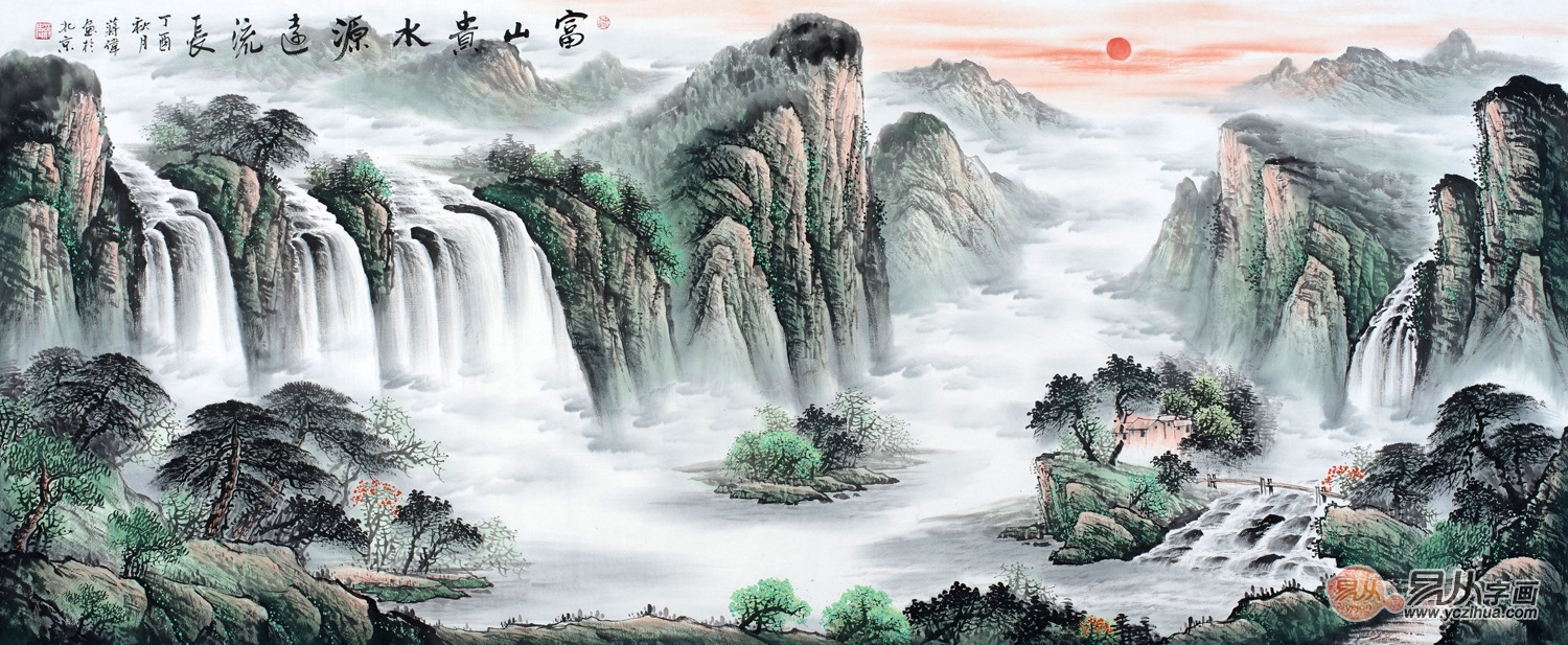 2,春和景明 蒋伟新作聚宝盆《富山贵水源远流长》作品来源:易从网