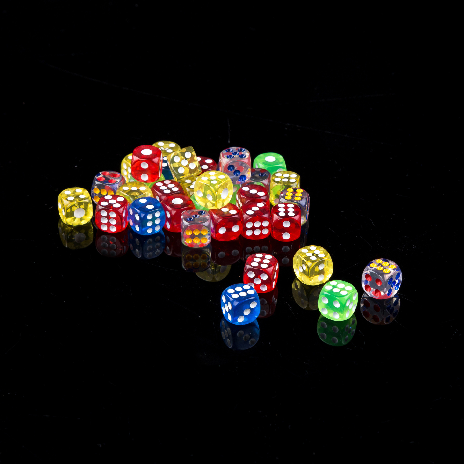 水晶骰子彩色筛子透明亚克力色子酒吧ktv摇筛粒儿童教具游戏骰子