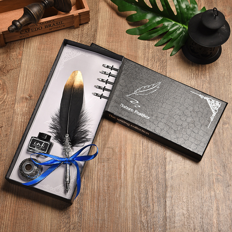 European Retro Feather Pen Suit Harry Potter Dipped in Water Signature Pen Gift Box Teacher's Day Gift Pen Wholesale