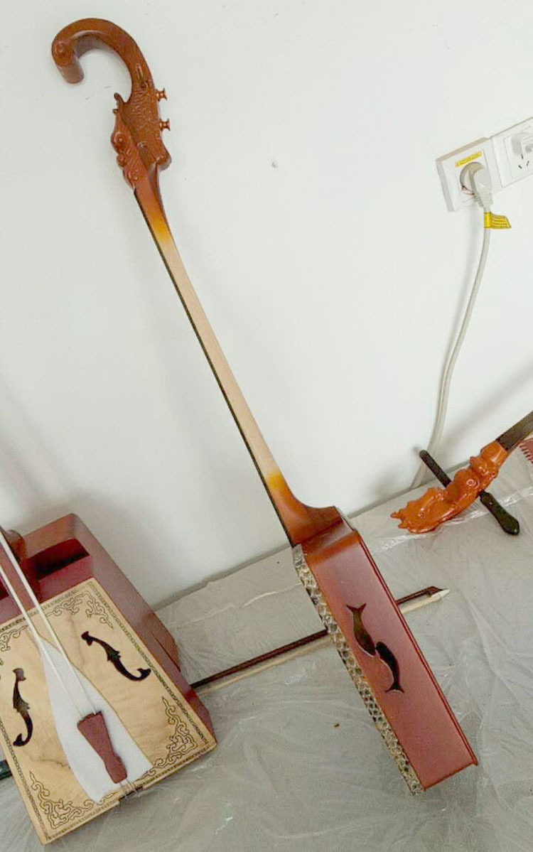 潮尔乐器 蒙古骆驼头龙头潮尔 蒙皮马头琴