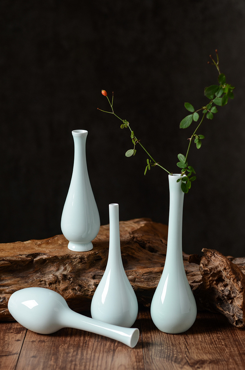 日式禅意陶瓷干花花瓶摆件 创意细口客厅餐桌插花花器家居装饰品