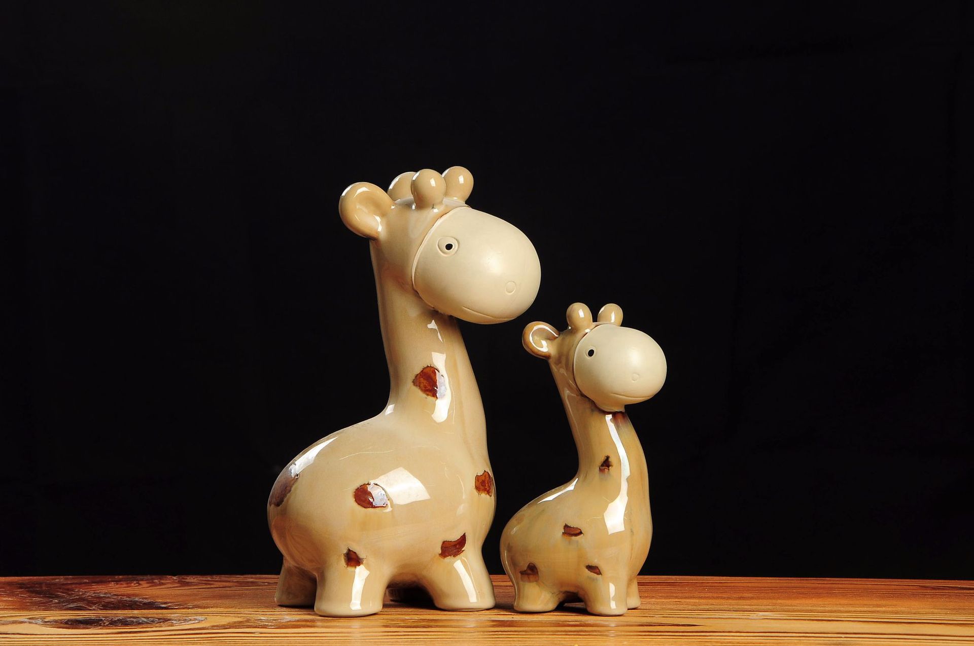 产品名称:批发创意个性手工陶瓷窑变釉母子鹿工艺品 家居办公桌面摆件