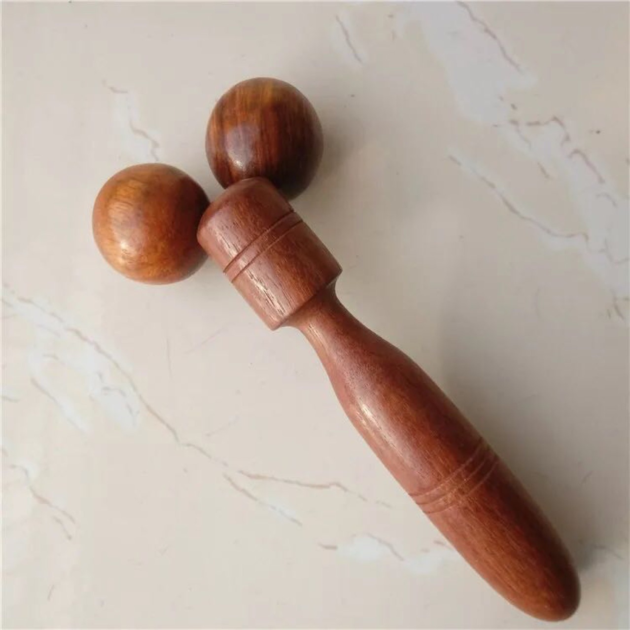 新款花梨木瘦身瘦脸按摩器红木双轮滚珠木质传统手动保健器材包邮