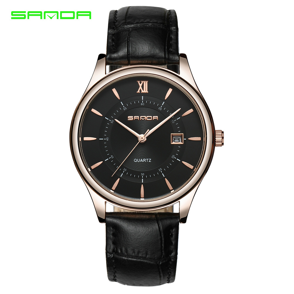sanda 三达p204男士石英表 自动日期商务简约风男士时尚手表