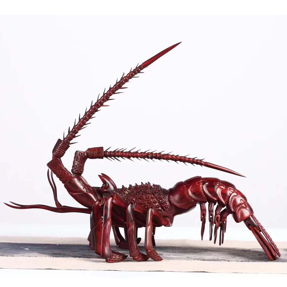 古典红木工艺礼品 龙虾 印度小叶紫檀木 精工制作摆件